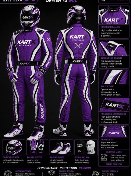 Custom Kartx Racing Suit Full Kit Include Suit, Gloves, Shoes, Helmet and Balaclava